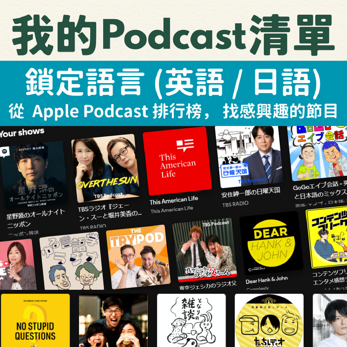 我的 Podcast 清單 ② 日語:ゆる言語学ラジオ,OVER THE SUN, となりの雑談